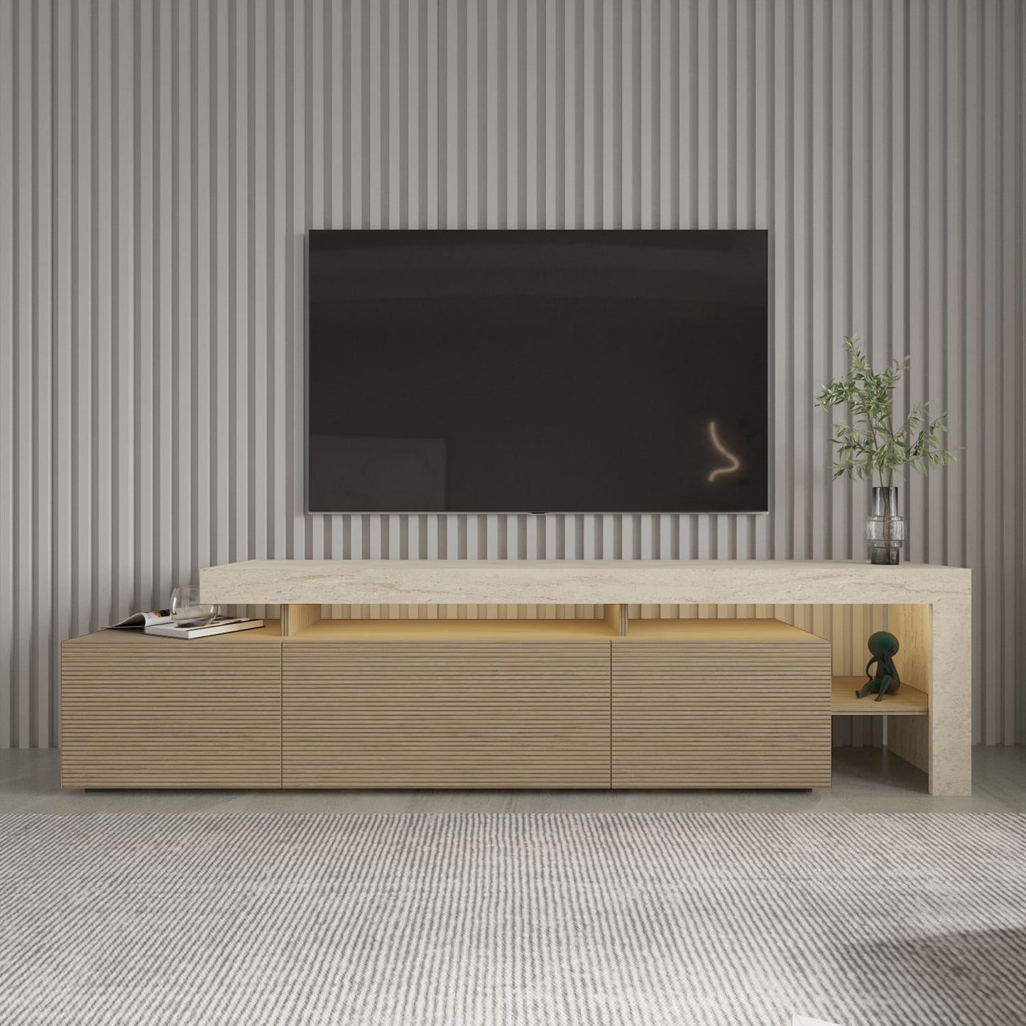 Έπιπλο Τηλεόρασης TV Βάση Σύνθεση Travertine Warm Δρυς | 382NRC2533