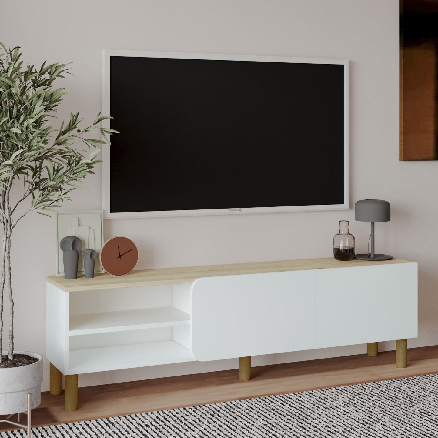 Έπιπλο Τηλεόρασης TV Βάση Σύνθεση Λευκό Sapphire Δρυς | 382NRC2534