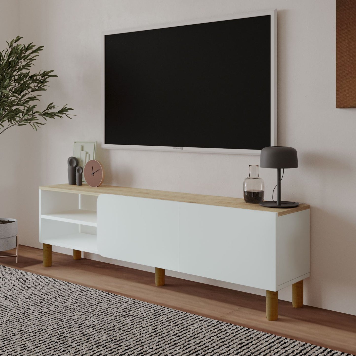 Έπιπλο Τηλεόρασης TV Βάση Σύνθεση Λευκό Sapphire Δρυς | 382NRC2534