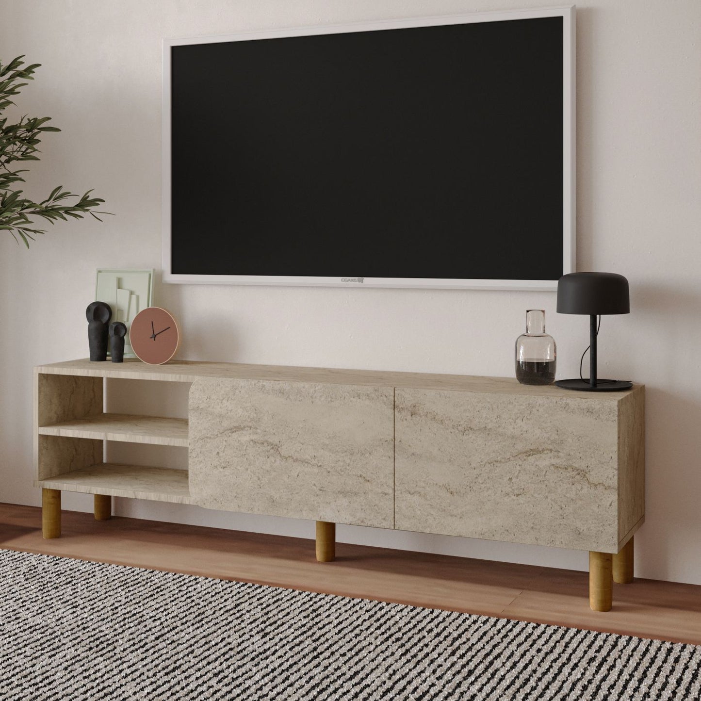 Έπιπλο Τηλεόρασης TV Βάση Σύνθεση Travertine | 382NRC2537