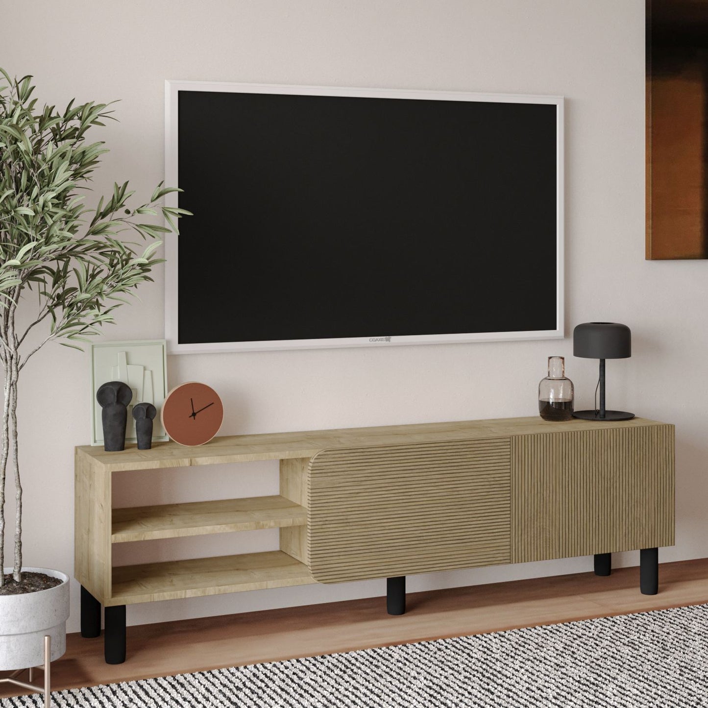 Έπιπλο Τηλεόρασης TV Βάση Σύνθεση Warm Δρυς Sapphire Δρυς | 382NRC2538