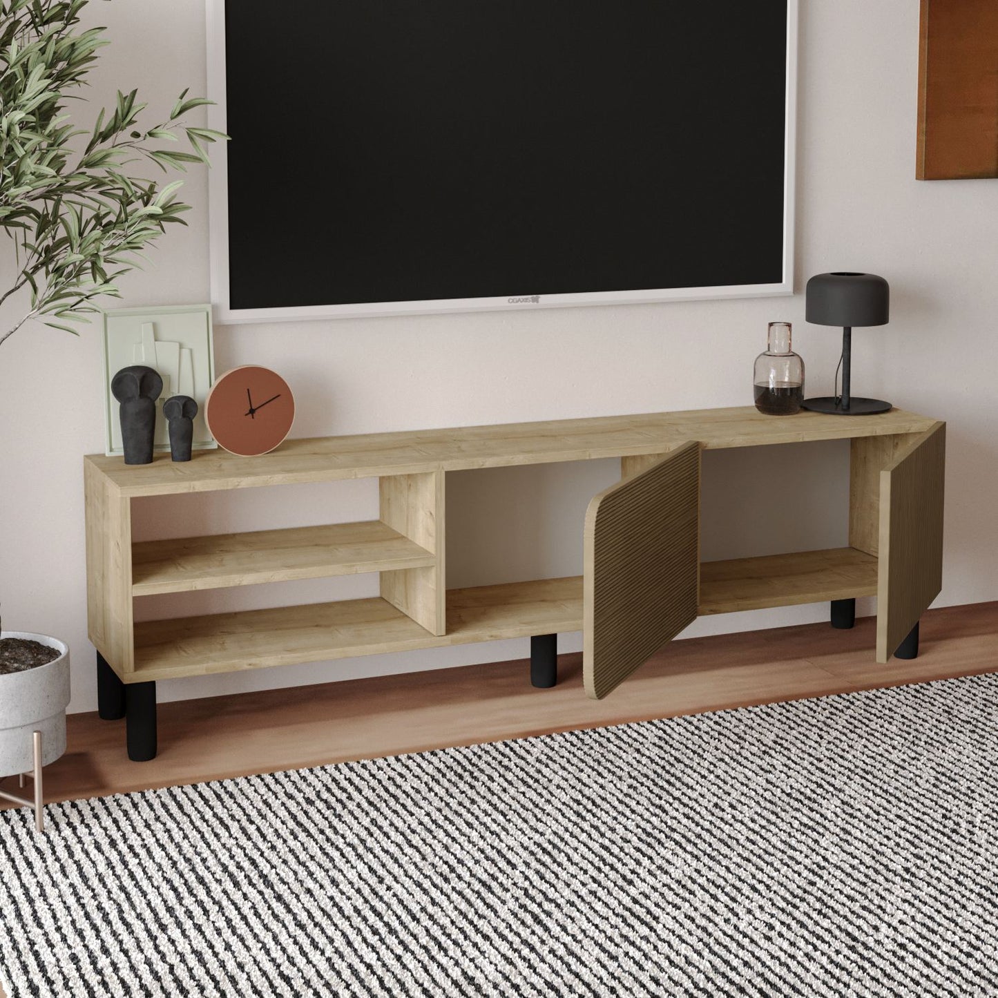 Έπιπλο Τηλεόρασης TV Βάση Σύνθεση Warm Δρυς Sapphire Δρυς | 382NRC2538