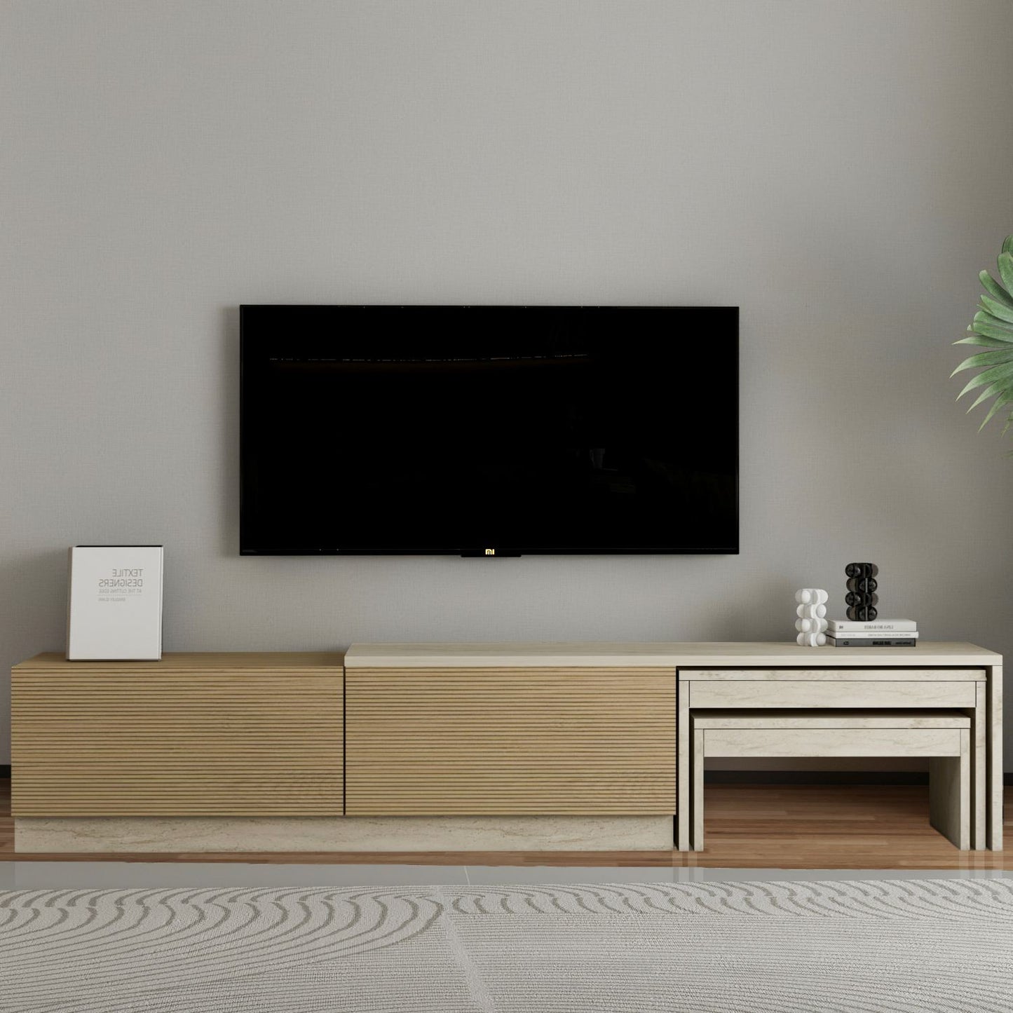 Έπιπλο Τηλεόρασης TV Βάση Σύνθεση Travertine Warm Δρυς | 382NRC2541