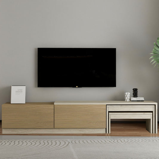 Έπιπλο Τηλεόρασης TV Βάση Σύνθεση Travertine Warm Δρυς | 382NRC2541