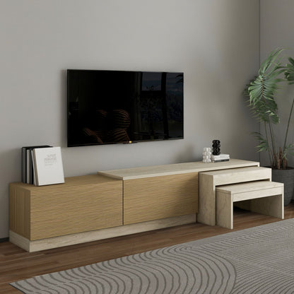 Έπιπλο Τηλεόρασης TV Βάση Σύνθεση Travertine Warm Δρυς | 382NRC2541
