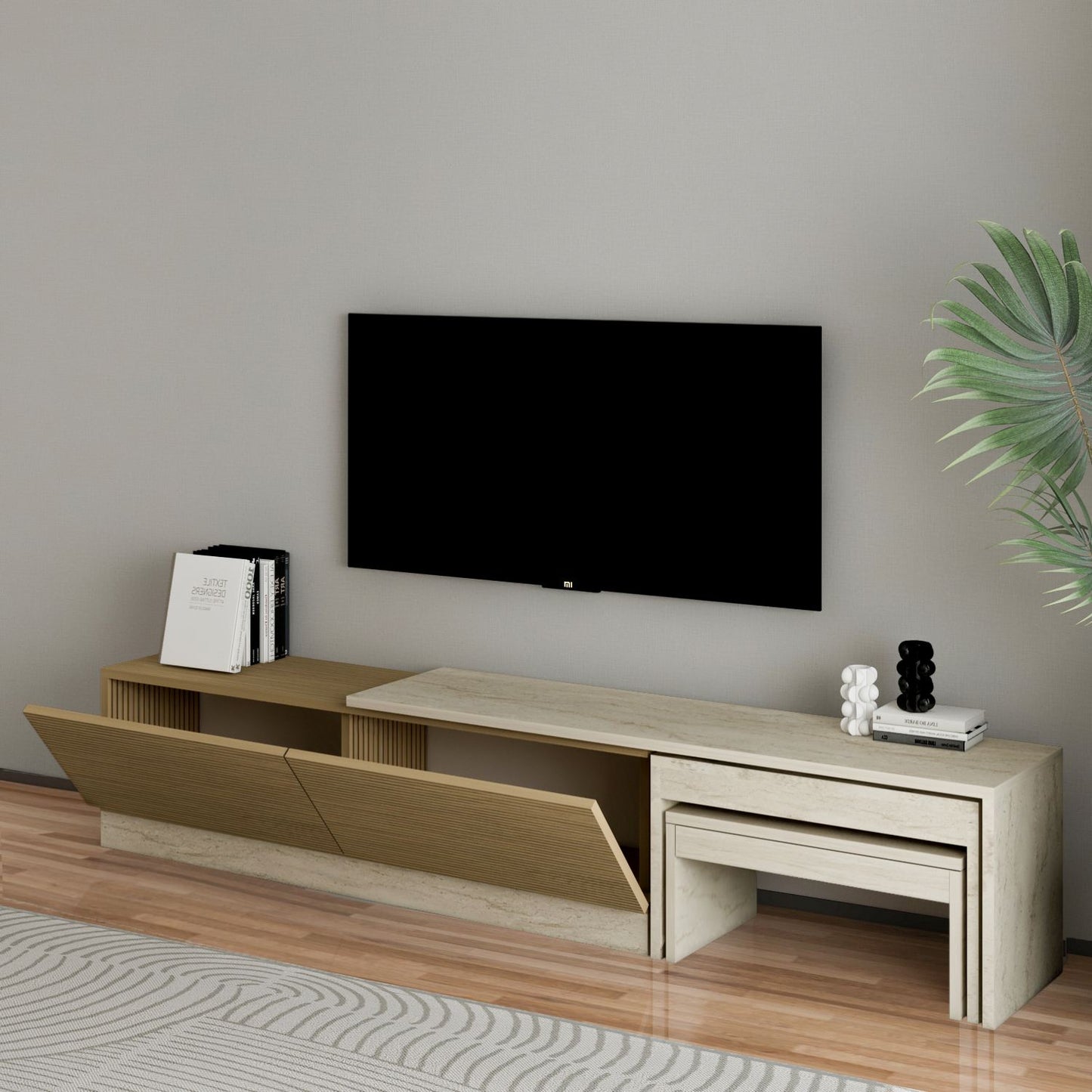 Έπιπλο Τηλεόρασης TV Βάση Σύνθεση Travertine Warm Δρυς | 382NRC2541
