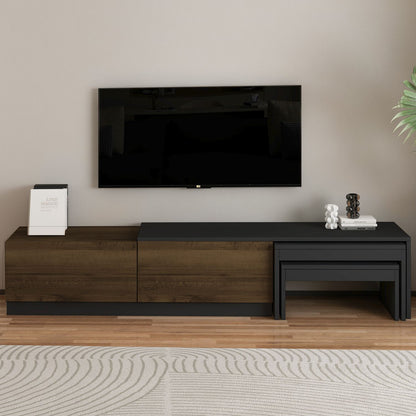 Έπιπλο Τηλεόρασης TV Βάση Σύνθεση Ανθρακί Antique Καρυδί | 382NRC2543