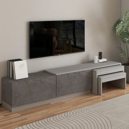 Έπιπλο Τηλεόρασης TV Βάση Σύνθεση Gordion Marble Γκρι | 382NRC2544