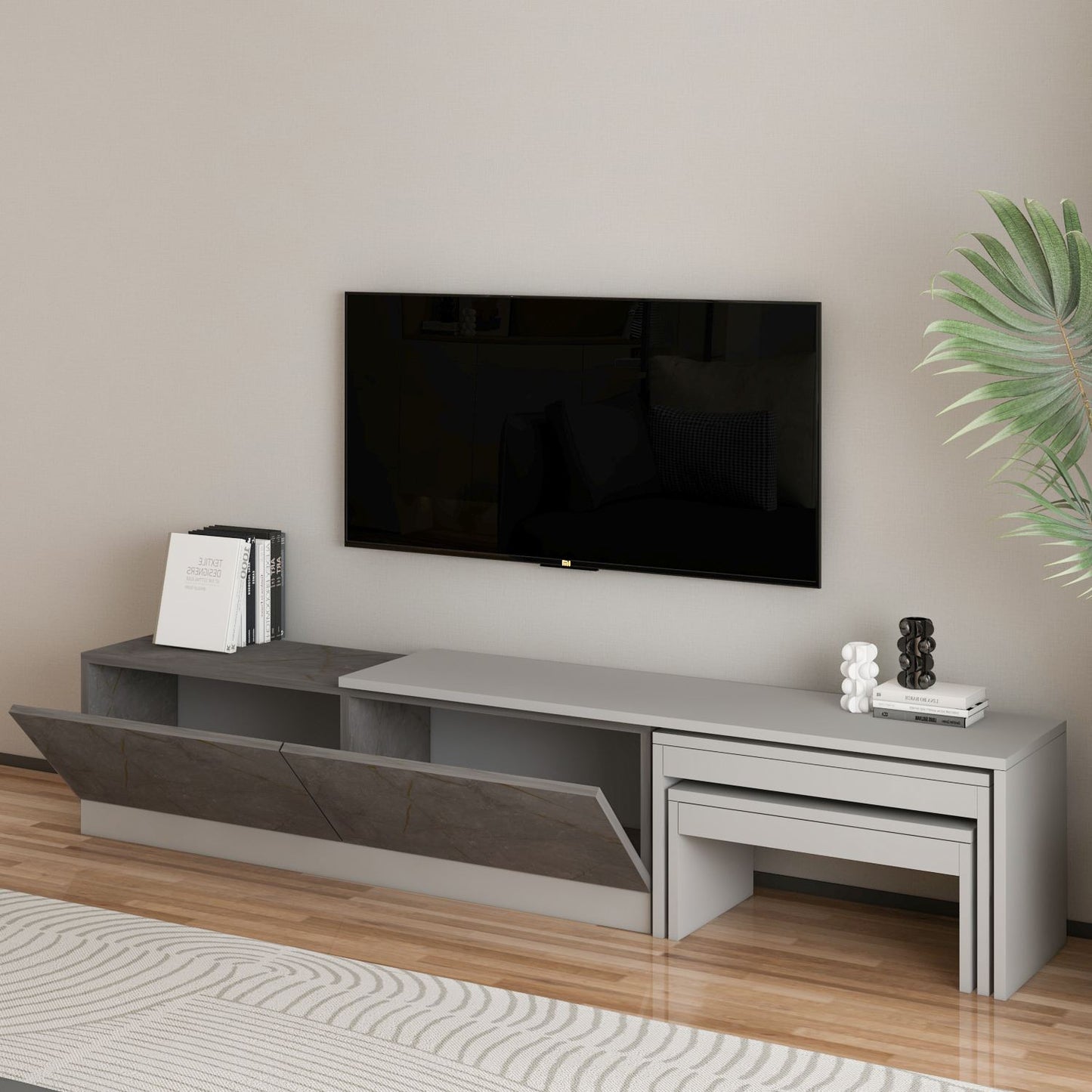 Έπιπλο Τηλεόρασης TV Βάση Σύνθεση Gordion Marble Γκρι | 382NRC2544