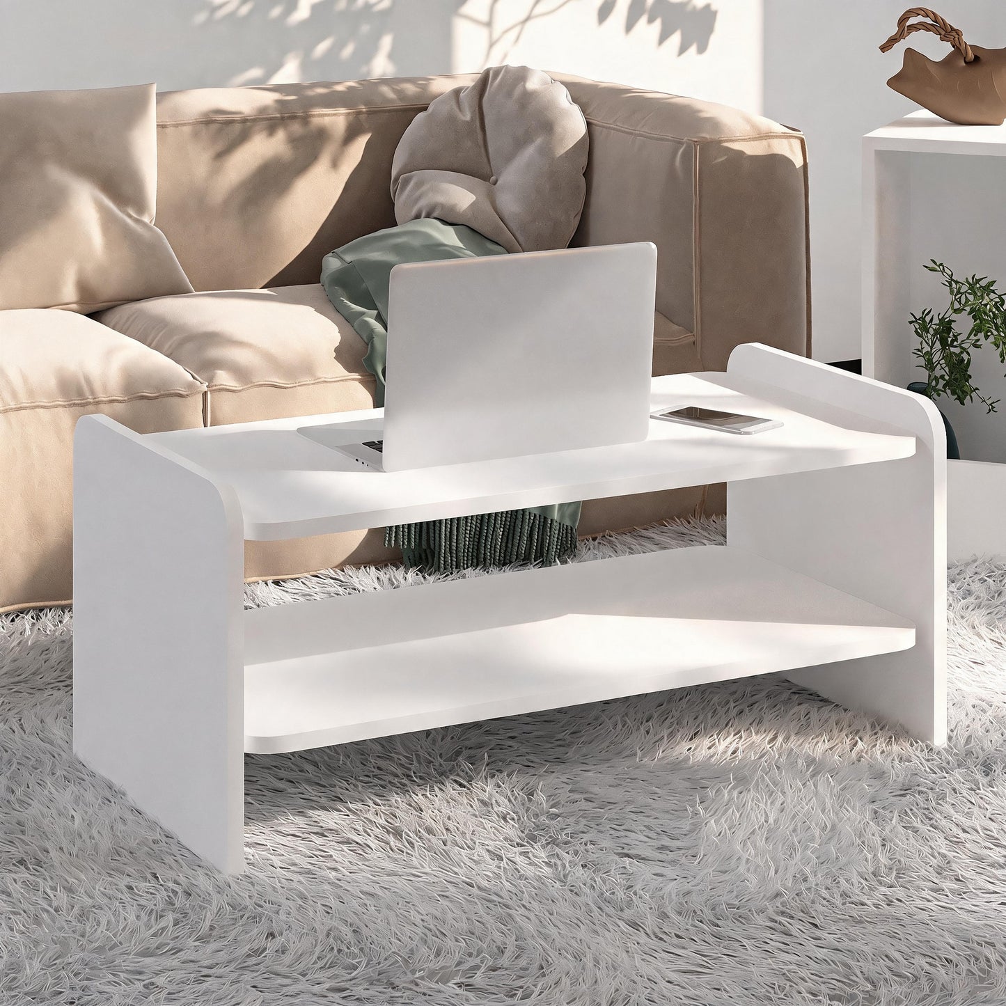 Τραπεζάκι Σαλονιού Λευκό 89,8 x 39,8 x 44,8 εκ. 382NRC3201