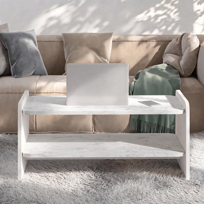 Τραπεζάκι Σαλονιού Λευκό Μάρμαρο 89,8 x 39,8 x 44,8 εκ. 382NRC3202