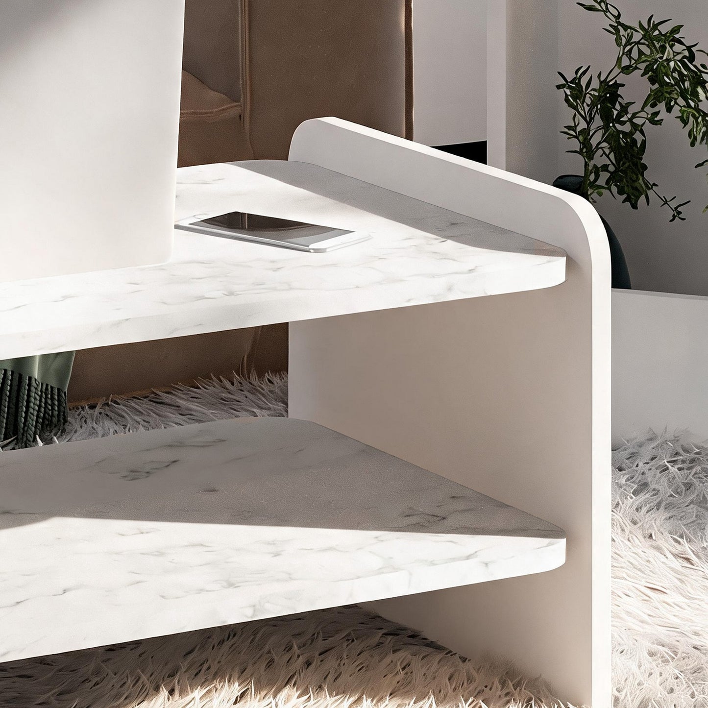 Τραπεζάκι Σαλονιού Λευκό Μάρμαρο 89,8 x 39,8 x 44,8 εκ. 382NRC3202