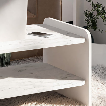 Τραπεζάκι Σαλονιού Λευκό Μάρμαρο 89,8 x 39,8 x 44,8 εκ. 382NRC3202