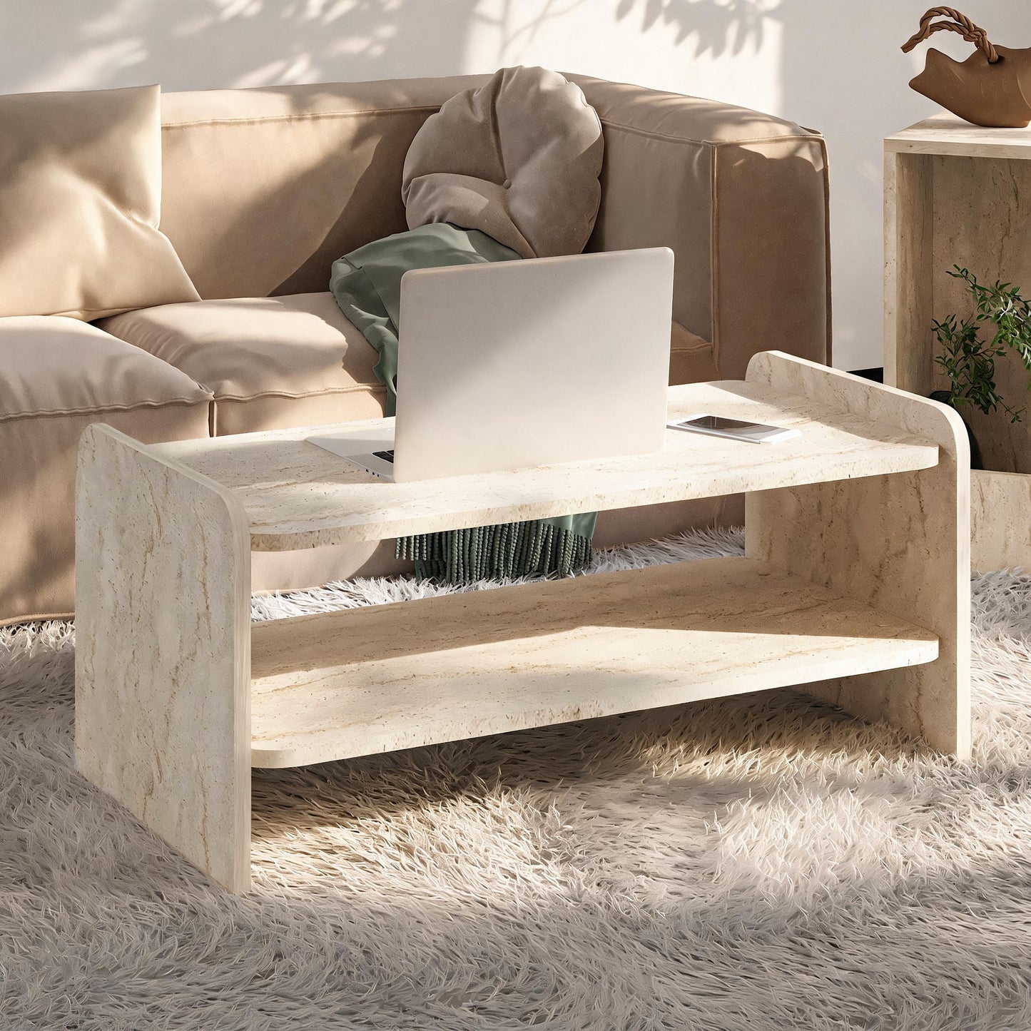 Σετ Τραπεζάκια Σαλονιού Τραβερτίνη 89,8 x 39,8 x 44,8 εκ. και 24,8 x 60 x 34,8 εκ. 382NRC3208