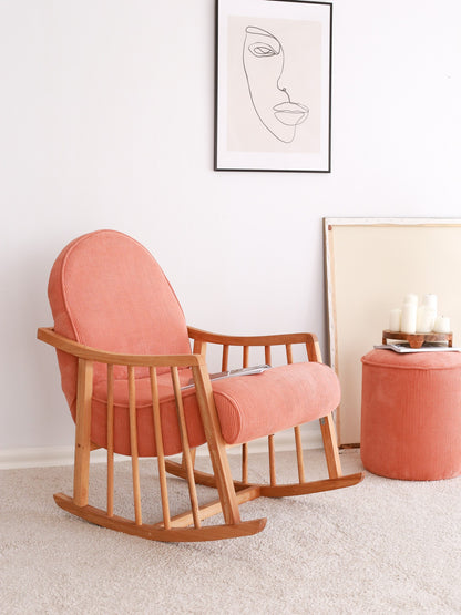 Πολυθρόνα Κουνιστή Υφασμάτινη σε 2 Χρώματα Εργονομική Σκελετός Μασίφ Ξύλο 383EVN1108