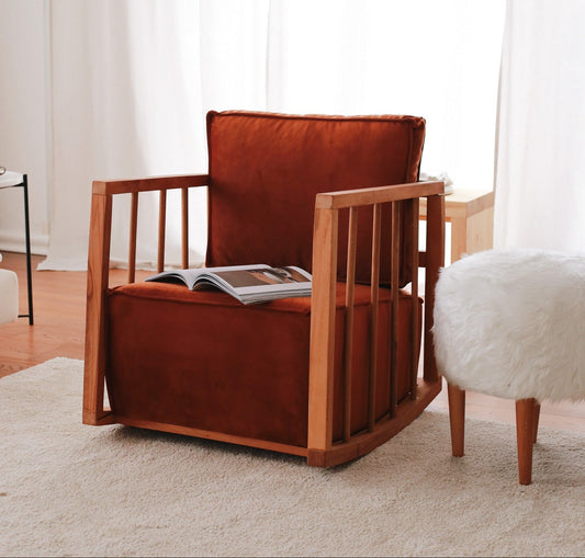 Κουνιστή Πολυθρόνα Βελούδινη Μασίφ Ξύλο Σκελετό σε 3 Χρώματα 383EVN1125