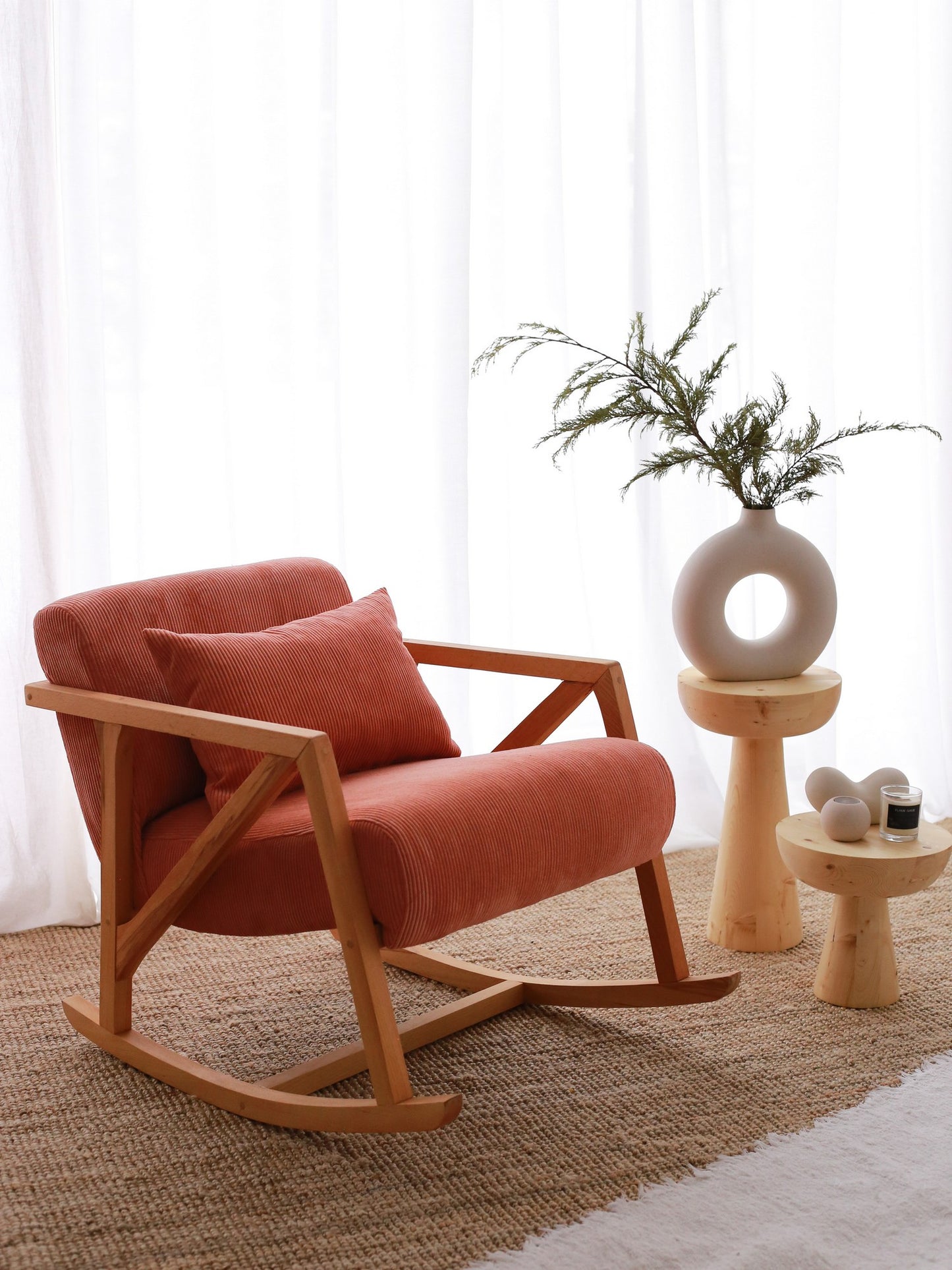 Κουνιστή Πολυθρόνα Βελούδινη με Μασίφ Ξύλο Σκελετό σε 4 Χρωματισμούς 383EVN1147