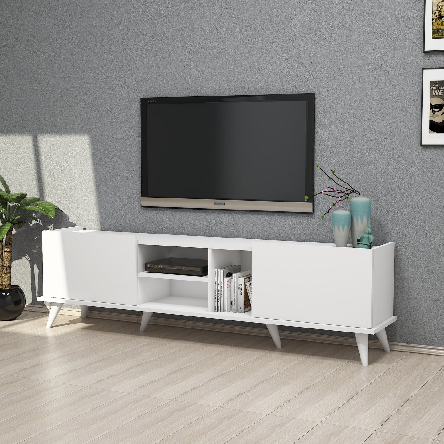 Έπιπλο Τηλεόρασης TV Βάση Σύνθεση Λευκό | 389MZA1105