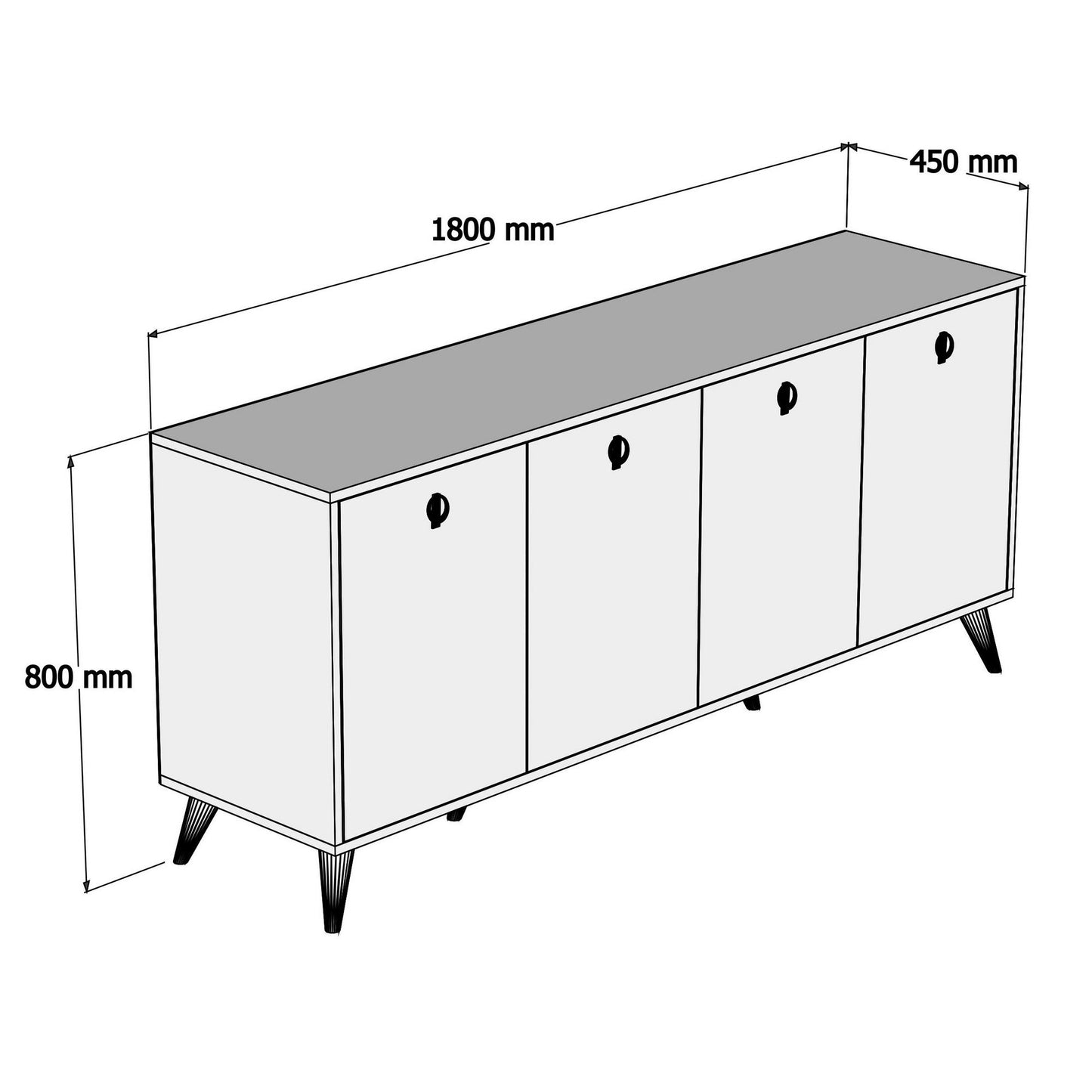 Μπουφές Καρυδί
Λευκό 180x45x80cm | 389MZA1130
