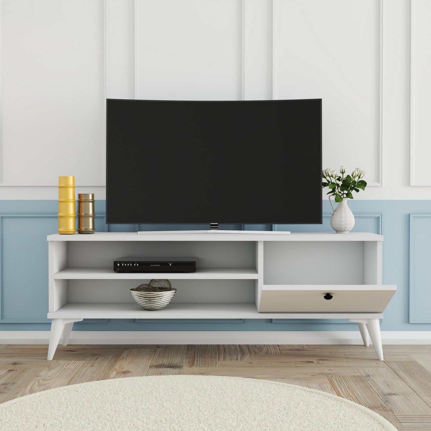 Έπιπλο Τηλεόρασης TV Βάση Σύνθεση Λευκό | 389MZA1155