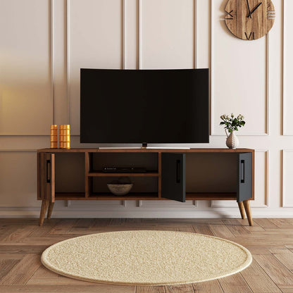 Έπιπλο Τηλεόρασης TV Βάση Σύνθεση Καρυδί Ανθρακί | 389MZA1167