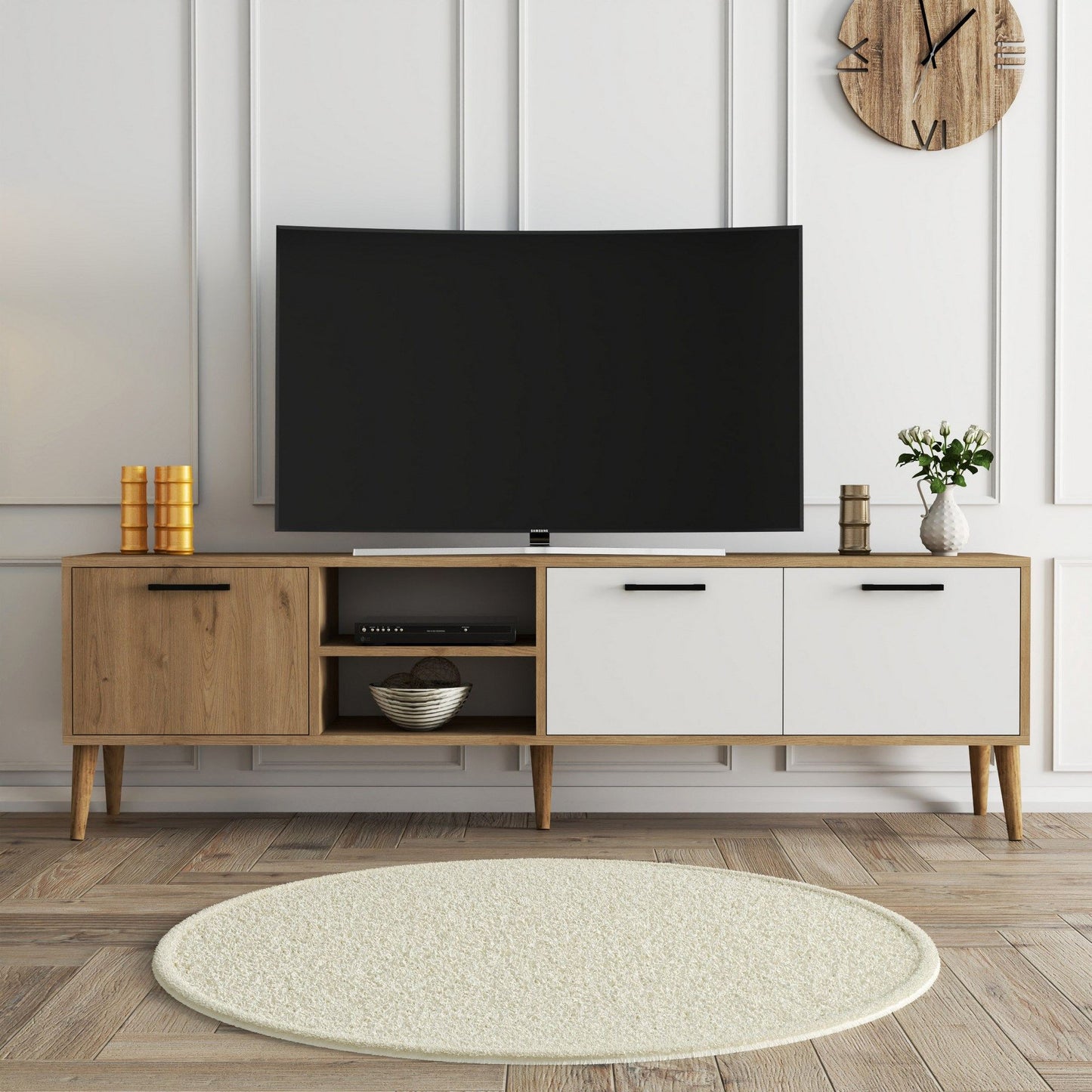 Έπιπλο Τηλεόρασης TV Βάση Σύνθεση Δρυς Λευκό | 389MZA1177