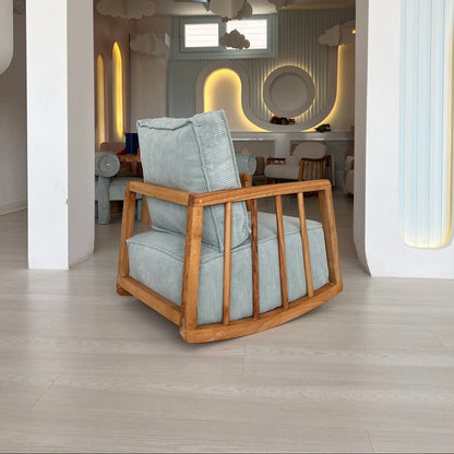 Πολυθρόνα Κουνιστή Υφασμάτινη Εργονομική Σκελετός Μασίφ Ξύλο 391EVL1102