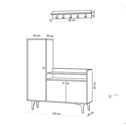 Έπιπλο Εισόδου Βάση για Παλτό Παπουτσοθήκη Κονσόλα Κρεμάστρα Ρούχων Καλόγερος Ντουλάπα για διάδρομο Δρυς  393MRD1205