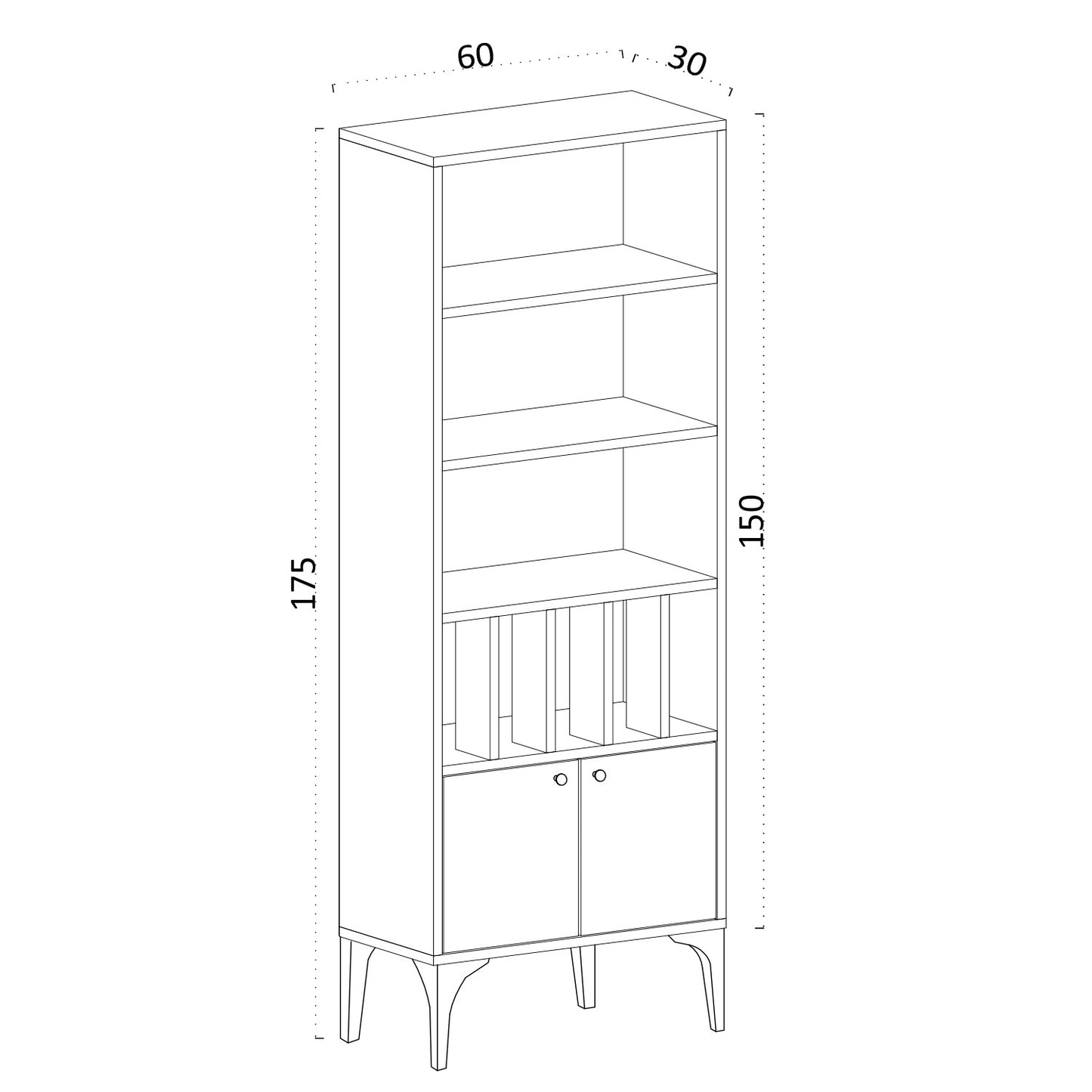 Βιβλιοθήκη 60 × 30 × 175 εκ. Sapphire Δρυς GR393MRD1232