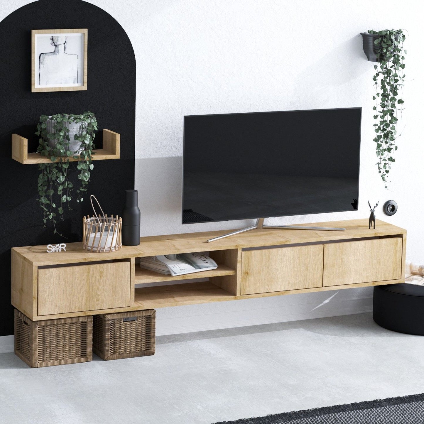Έπιπλο Τηλεόρασης TV Βάση Σύνθεση Sapphire Δρυς | 393MRD1237