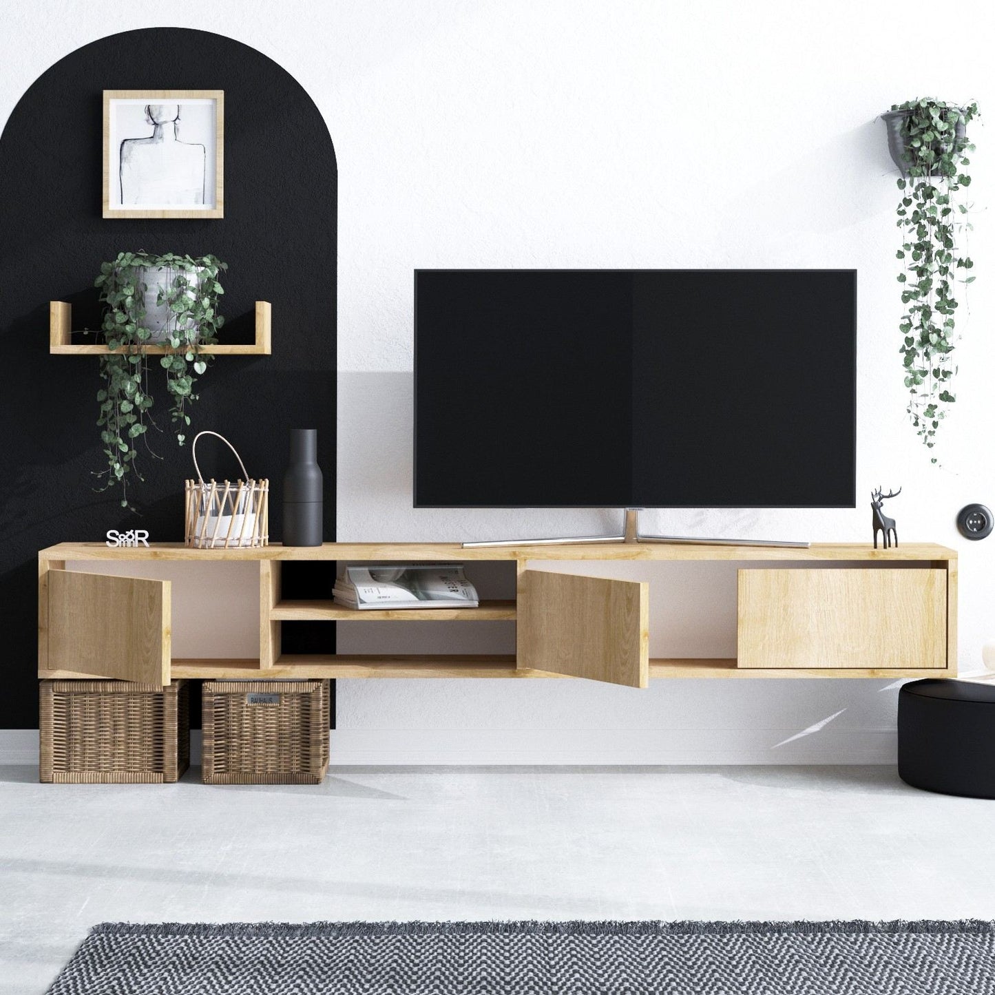 Έπιπλο Τηλεόρασης TV Βάση Σύνθεση Sapphire Δρυς | 393MRD1237