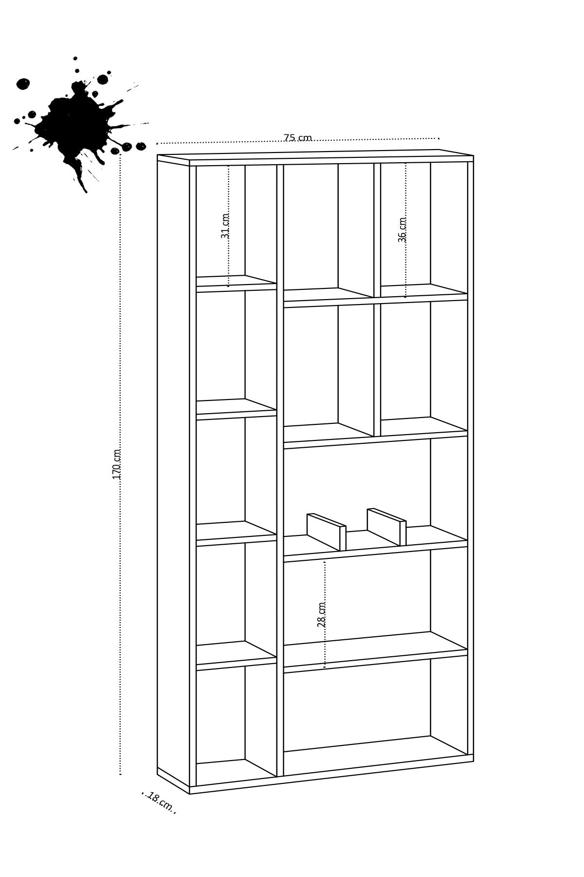 Βιβλιοθήκη 75 × 18 × 170 εκ. Sapphire Δρυς GR393MRD1263