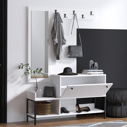 Έπιπλο Εισόδου Βάση για Παλτό Παπουτσοθήκη Κονσόλα Κρεμάστρα Καθρέφτης Καλόγερος Ντουλάπα για διάδρομο 2 Χρώματα 393MRD1276