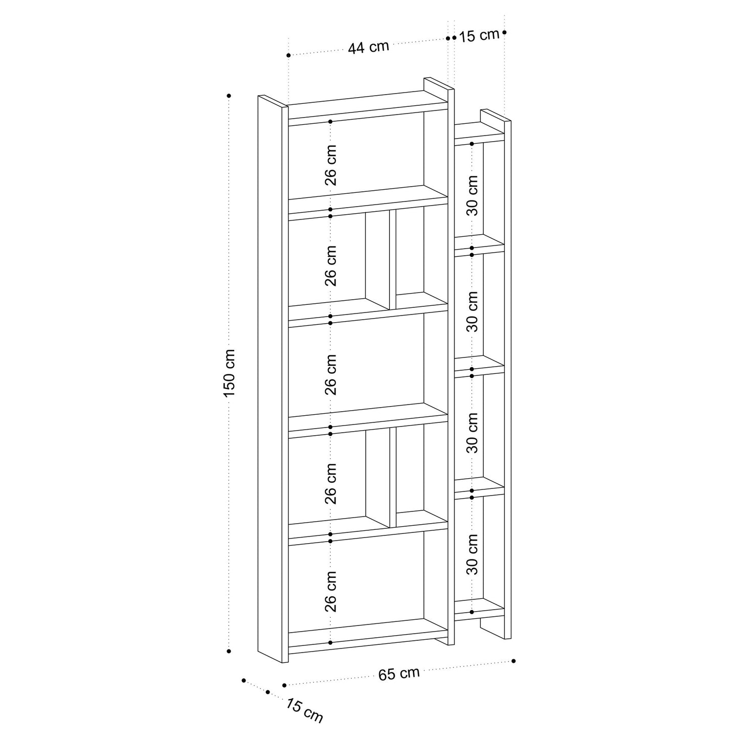 Βιβλιοθήκη 65 × 15 × 150 εκ. Δρυς GR393MRD1291