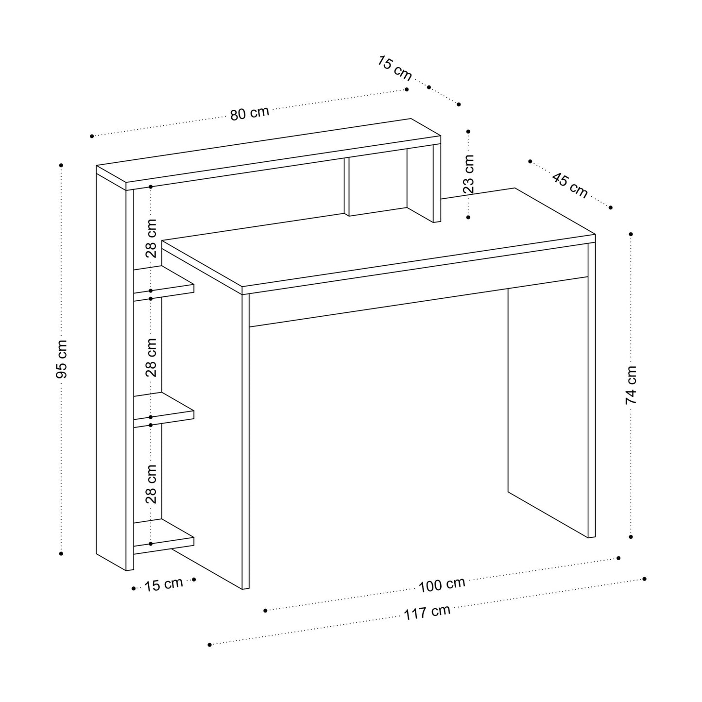 Γραφείο Υπολογιστή και Μελέτης 95x117x45 εκ. Δρυς | 393MRD1302