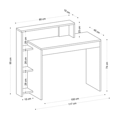 Γραφείο Υπολογιστή και Μελέτης 95x117x45 εκ. Λευκό | 393MRD1303