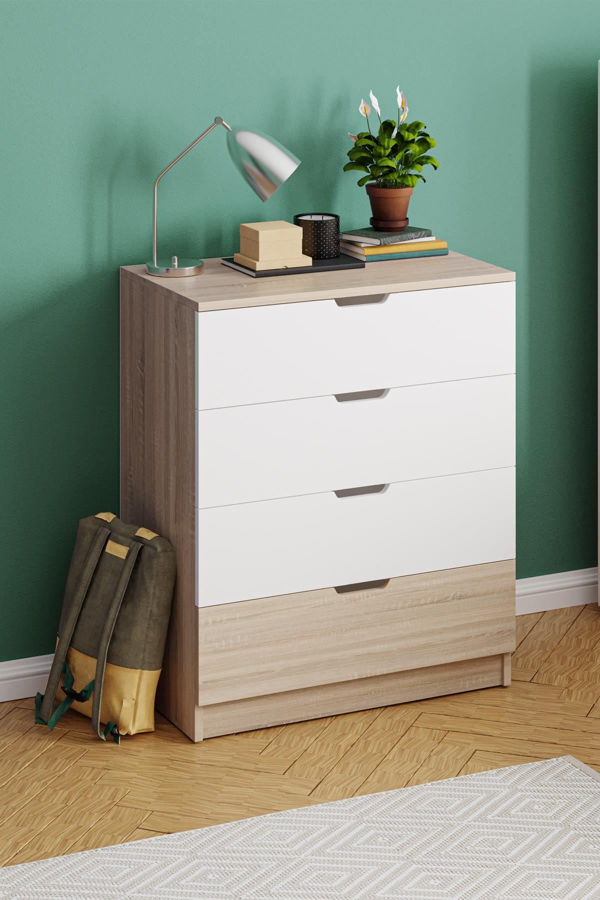 Συρταριέρα 75x90.5x44.5 εκ Sonomo Oak / Λευκό 462MSR1206