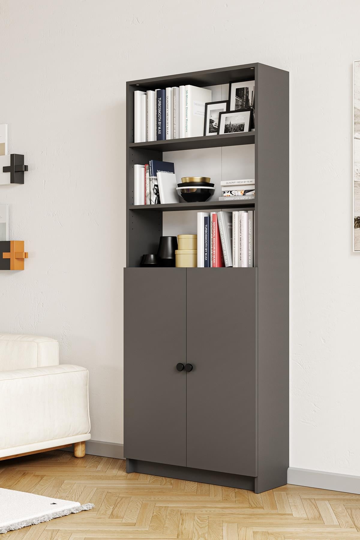 Βιβλιοθήκη Ανθρακί 80x200x28 εκ 462MSR1414