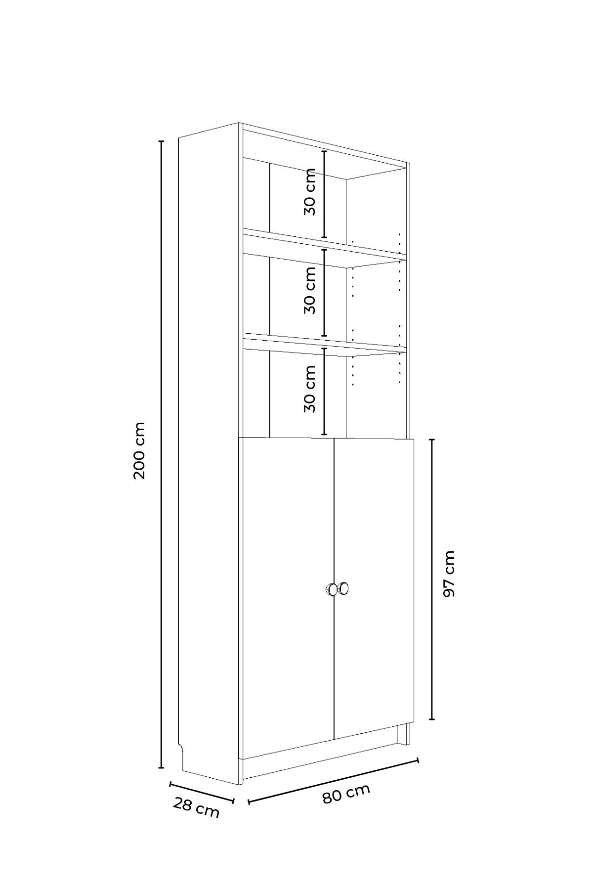 Βιβλιοθήκη Δρυς Sonomo 80x200x28 εκ 462MSR1415