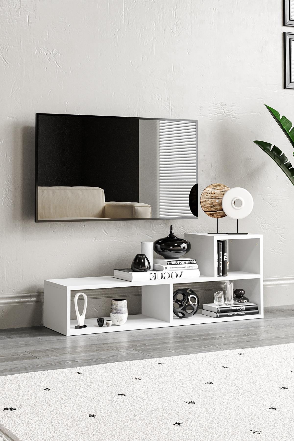 Έπιπλο Τηλεόρασης TV Βάση Σύνθεση Λευκό | 462MSR1501