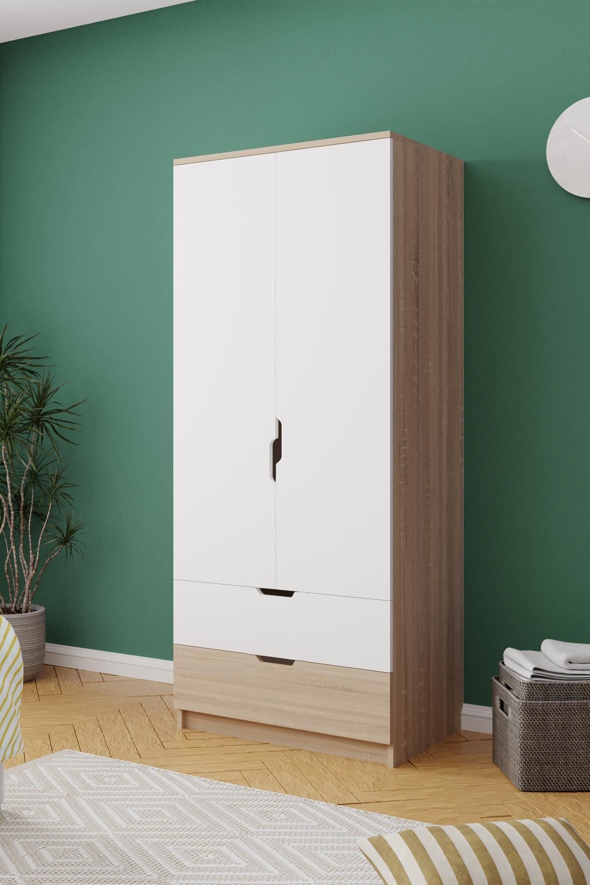 Ντουλάπα 75x180x52.5 εκ Sonomo Oak White 462MSR1802
