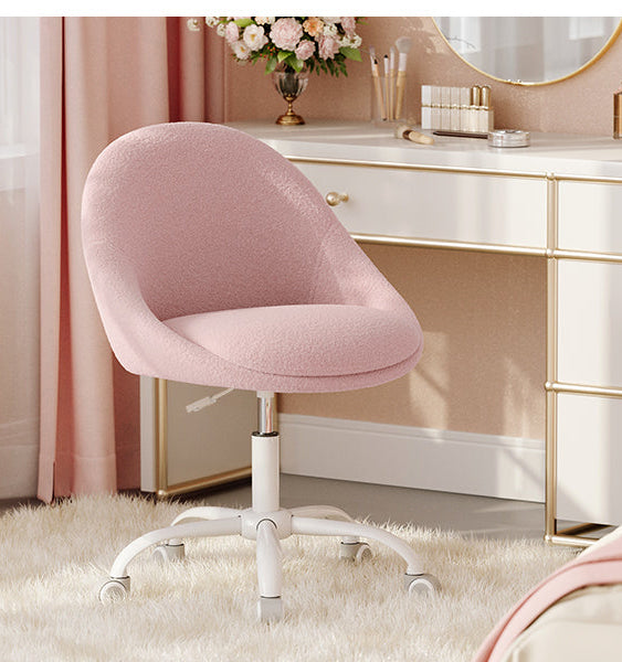 Καρέκλα Γραφείου Ροζ Μπουκλέ Άνετη Καρέκλα Μπουντουάρ Εξοικονόμησης Χώρου Περιστρεφόμενη Ρυθμιζόμενου Ύψους OB-G020R03