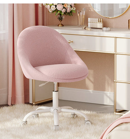 Καρέκλα Γραφείου Ροζ Μπουκλέ Άνετη Καρέκλα Μπουντουάρ Εξοικονόμησης Χώρου Περιστρεφόμενη Ρυθμιζόμενου Ύψους OB-G020R03