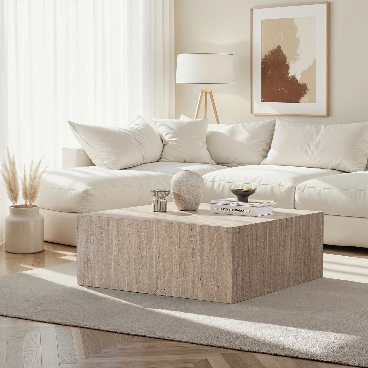 Τραπεζάκι Σαλονιού Travertine 90 x 90 x 35 εκ GR467NRD1102