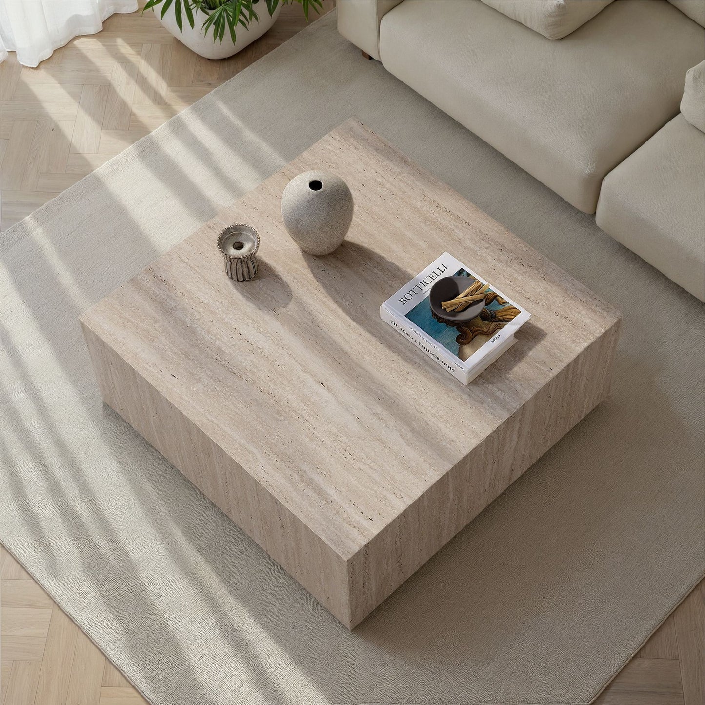 Τραπεζάκι Σαλονιού Travertine 90 x 90 x 35 εκ GR467NRD1102