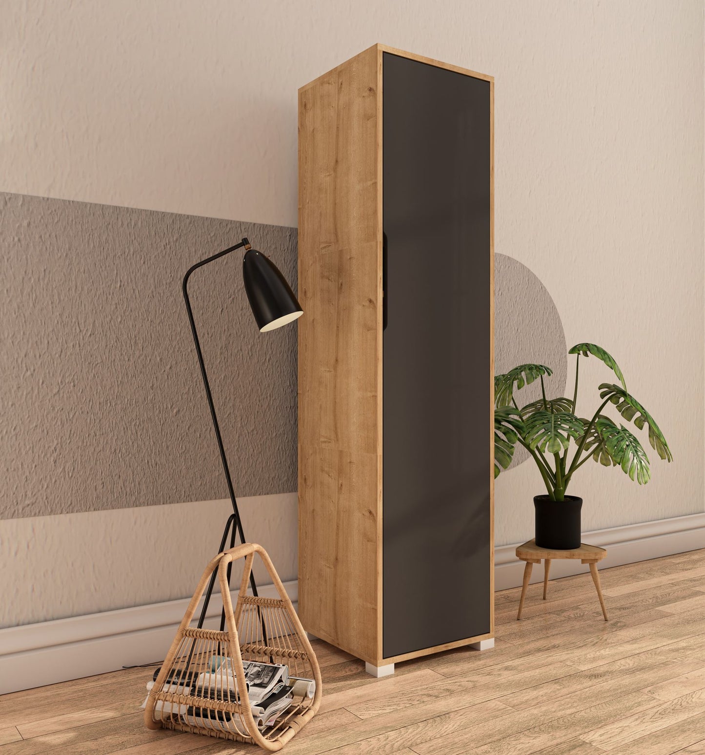 Ντουλάπα 47x183x45 εκ Sapphire Oak Anthracite 469ORN1101