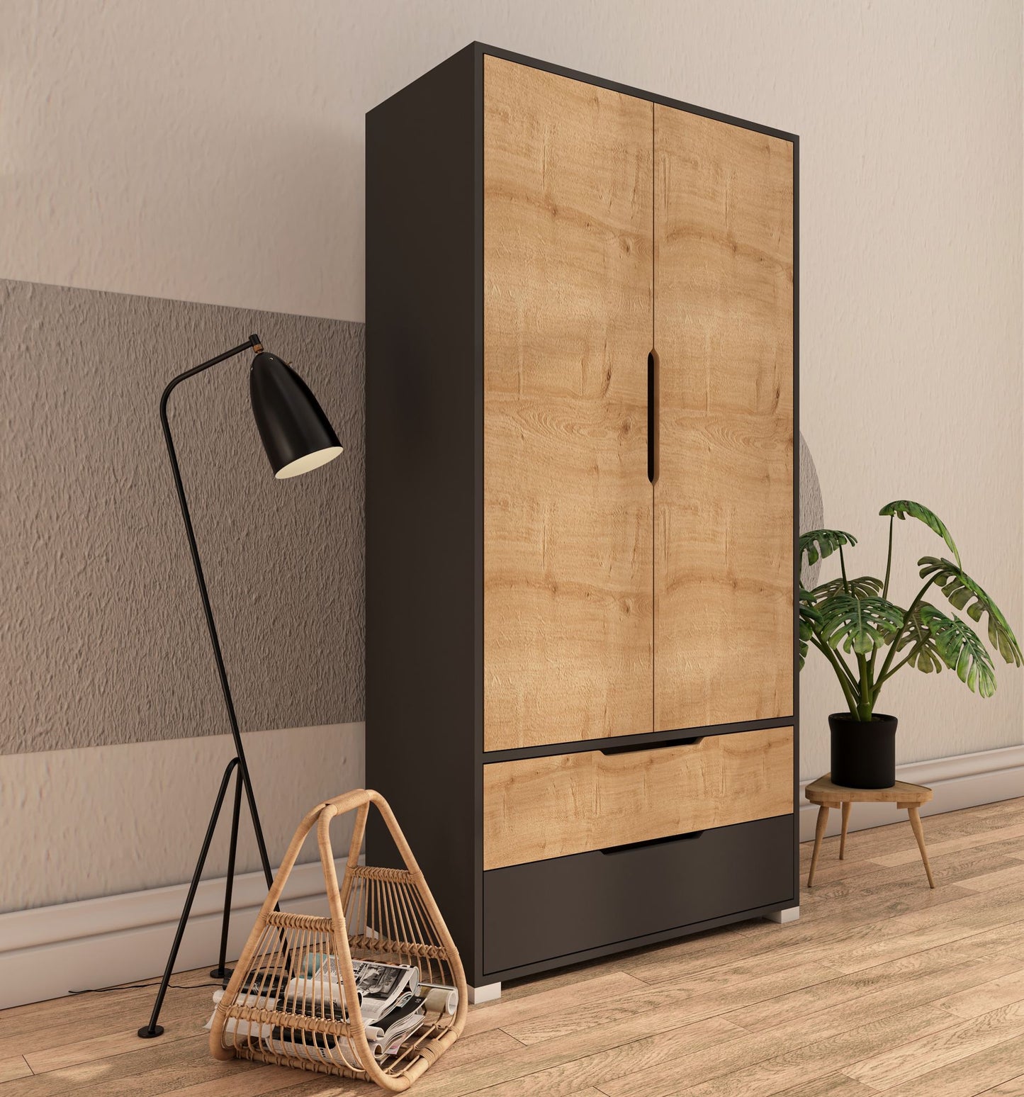 Ντουλάπα 90x183x45 εκ Anthracite Sapphire Oak 469ORN1105