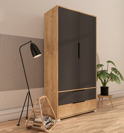 Ντουλάπα 90x183x45 εκ Sapphire Oak Anthracite 469ORN1106
