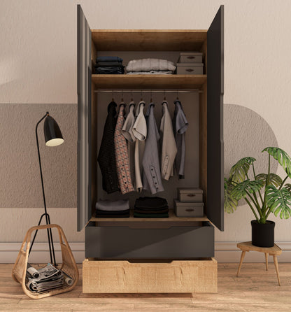 Ντουλάπα 90x183x45 εκ Sapphire Oak Anthracite 469ORN1106