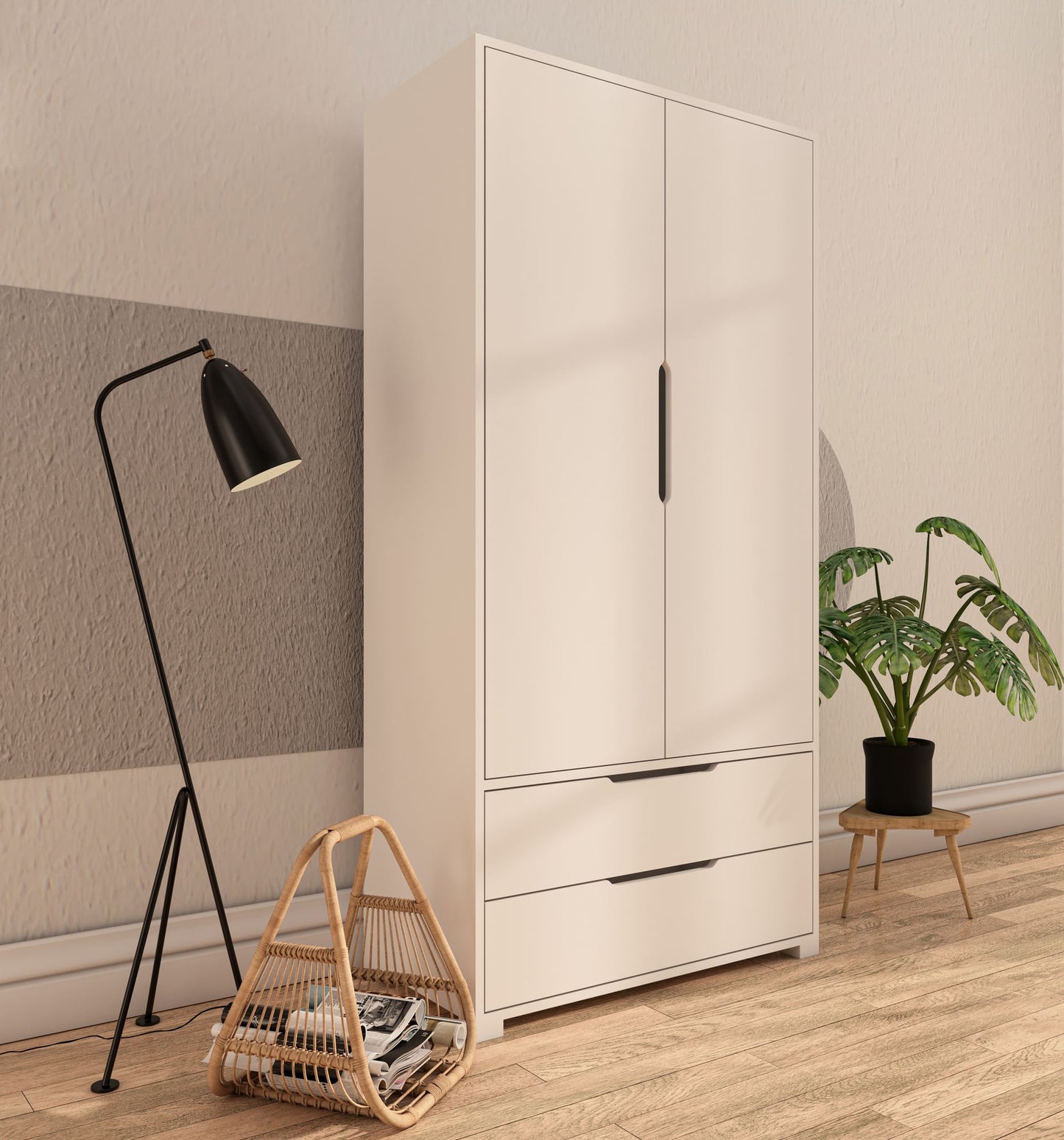 Ντουλάπα 90x183x45 εκ Λευκό 469ORN1107